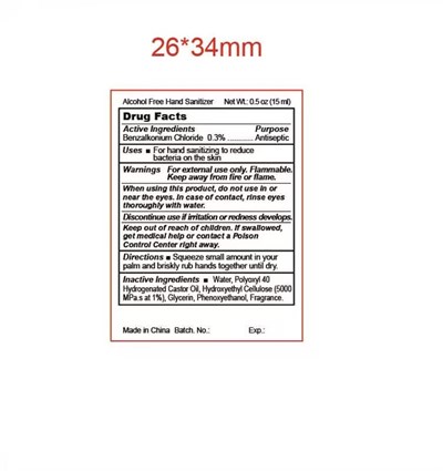 image of Alcohol Free Hand Sanitizer 15ml - Alcohol Free Hand Sanitizer 15ml